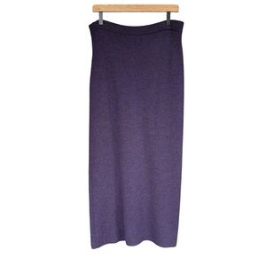 Eileen Fisher Women Eggplant Purple Merino Wool Midi Skirt Size M Elastic Waist